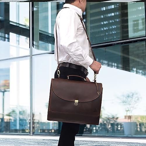 Full Grain Cow Leather Messenger Bag for Men & Women, Premium Vintage Handmade Laptop Bag 18 Inch, Crossbody Satchel, Genuine Shoulder Bag, Leather Briefcase, Adjustable Shoulder Strap3