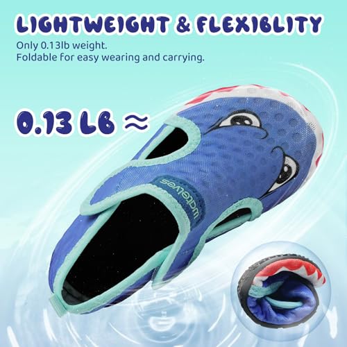 Image of WateLves Kids Water Shoes Toddler Barefoot Swim Beach Shoes Girls Boys Breathable Quick Dry Aqua Socks (Shark, 24 /25)
