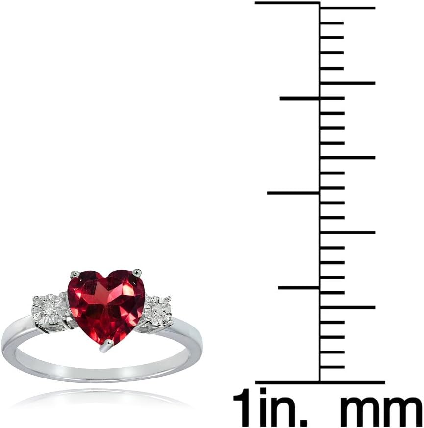 Ice Gems Sterling Silver Created Ruby Red and Heart Ring - Image 3