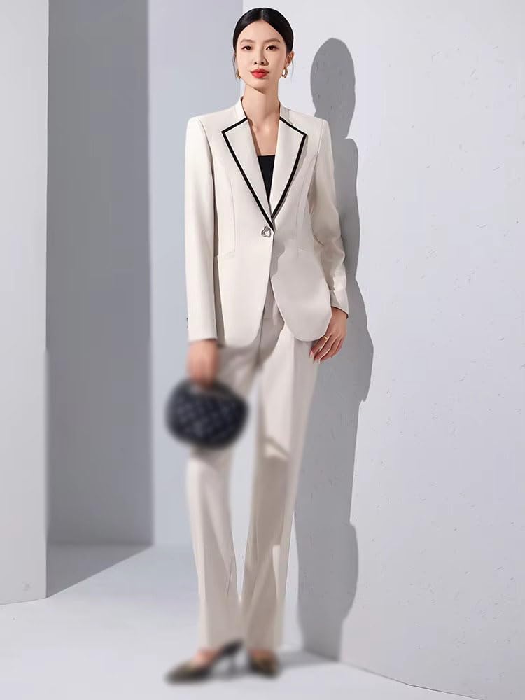 Women's Spring Autumn Office Suit Set Blazer Pants Casual Work Outfit