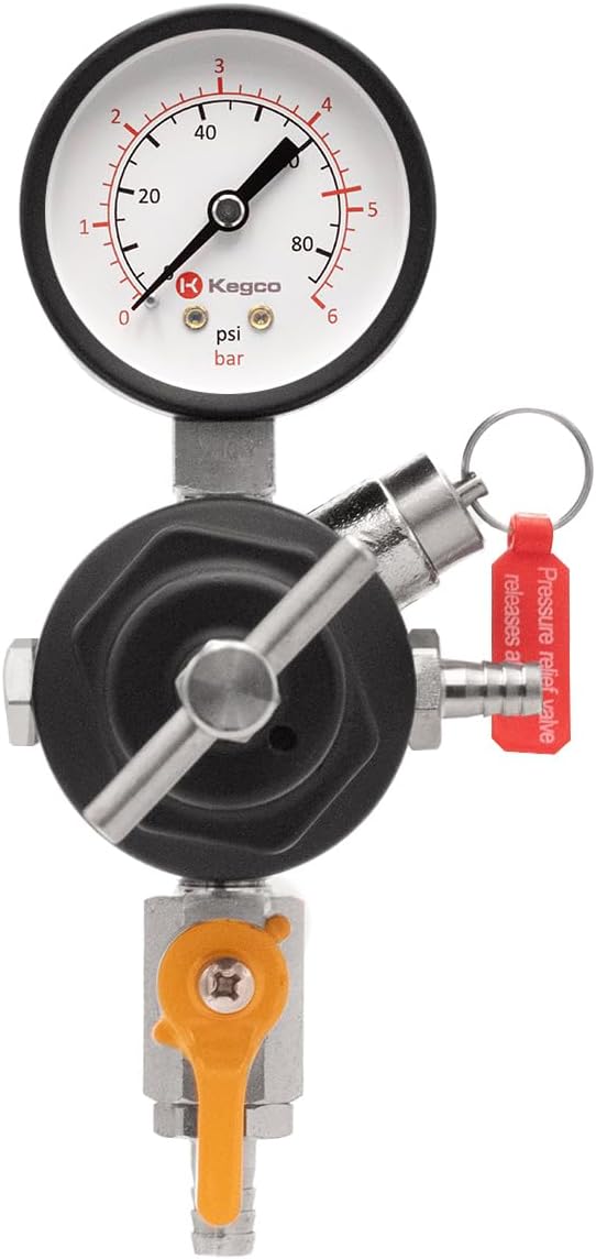 Kegco Secondary Regulator, Single Gauge, Black