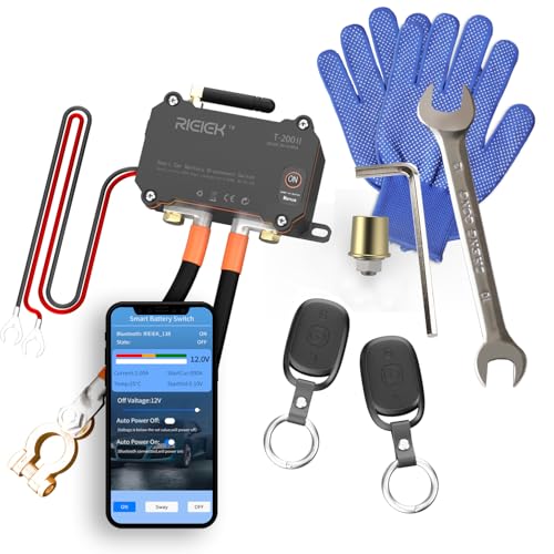 RIEIEK Smart Remote Battery Disconnect Switch 12V/24V – APP Controlled Battery Kill Switch for Cars, Trucks, RV, Marine, Boat, ATV – Waterproof Heavy-Duty Battery Cut Off Switch with Wireless Remote