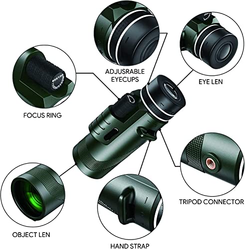 Physiophyx 80X100 Monocular-Telescope High Powered Monocular For Adults Monocular For Smartphone Adapter Monocular Telescope Hunting Wildlife Bird Watching Travel Camping Hiking Green thumb #1
