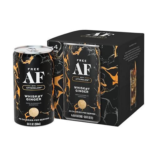 Free AF Whiskey Ginger Non-Alcoholic Cocktail, 8.4 Oz Can, 4-Pack