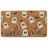 Baccessor Halloween Ghost Doormat Outdoor Outside,Funny Ghost Bats Front Doormats Non Slip Rubber Entrance Floor Door Mat for Fall Holiday Indoor Decor 17x29 Inch