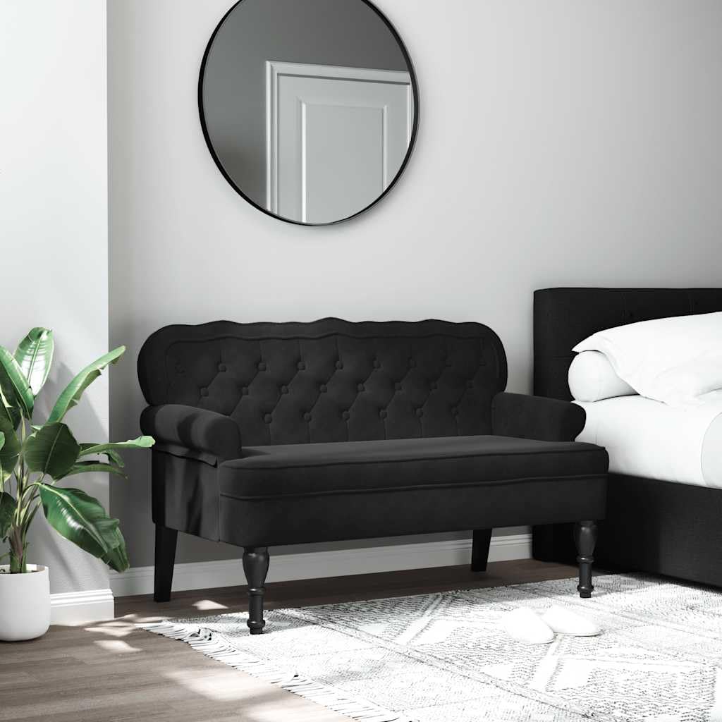 vidaXL Panca con Schienale Nera 119,5x64,5x75 cm in Velluto