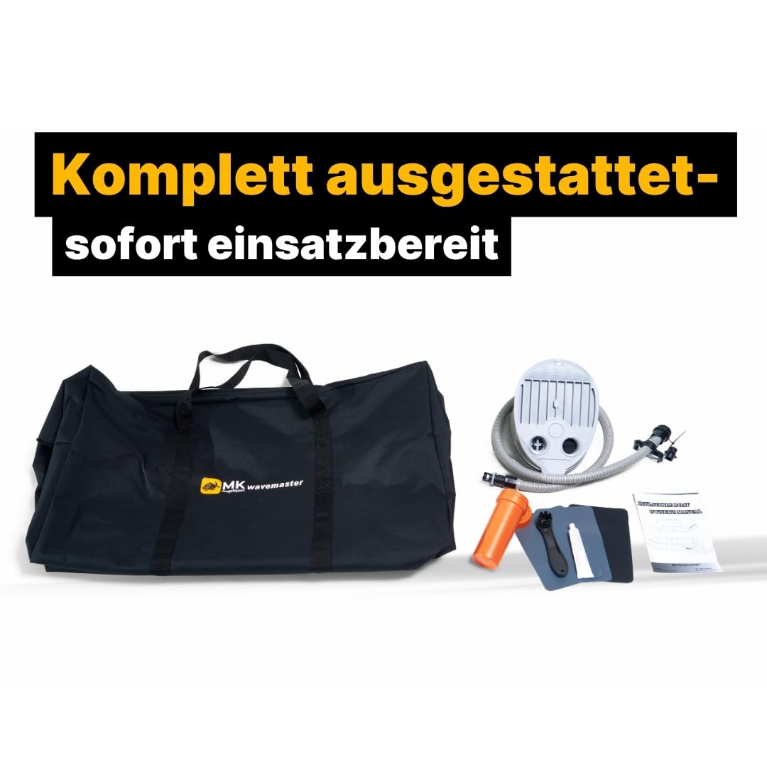MK Wavemaster Schlauchboot – Angelboot, stabil & belastbar, inkl. Paddel, Sitzbank & Zubehör