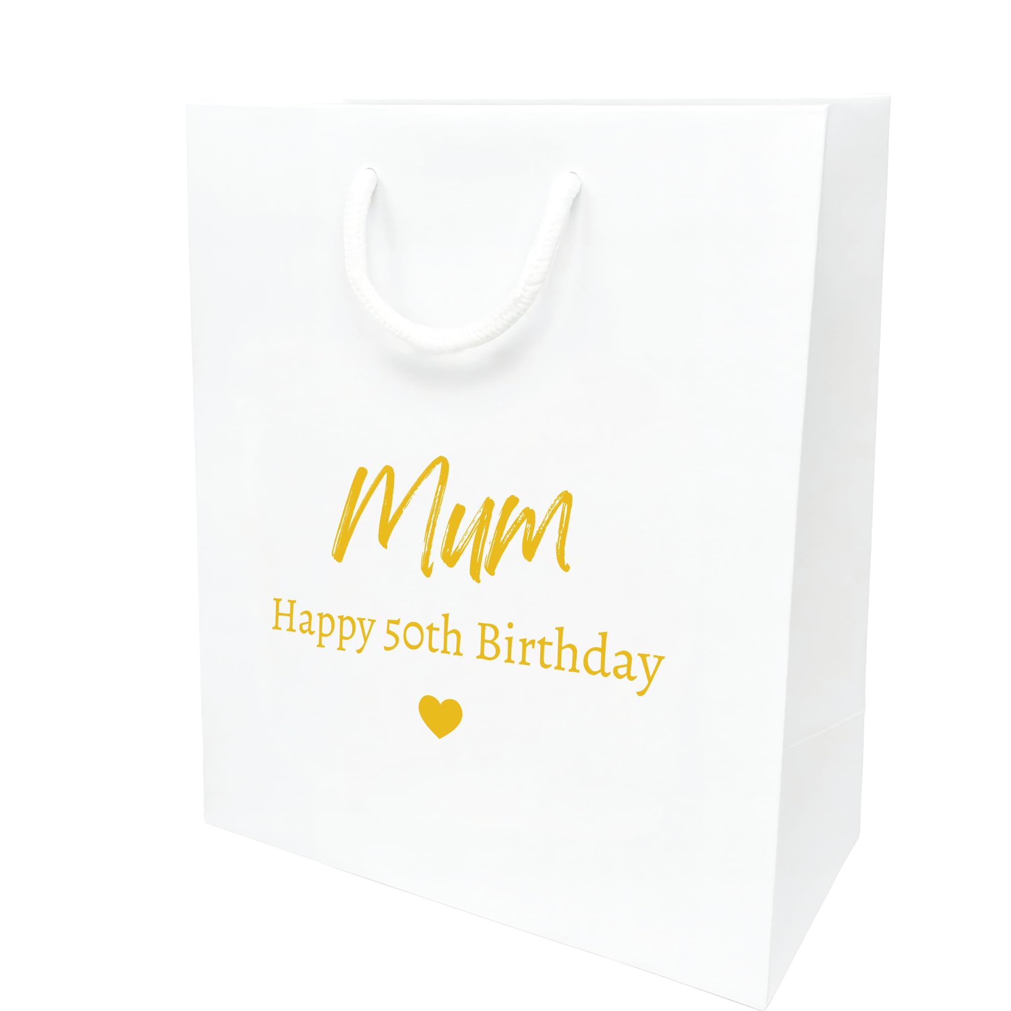 COOKIES AND KOALAS Personalised Birthday Gift Bag – Luxury White Foil Printed Gift Bag – Small 20×24×10 cm – Custom Gold or Silver Foil Name – Reusable Birthday Gift Packaging for Him, Her or Kids