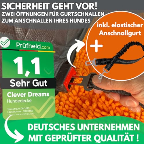 Clever Dreams Hundedecke Auto Rückbank - wasserdichte Autoschondecke für Hunde mit festem Boden & Abnehmbarer Schmutzfangmatte, rutschfest & Kratzfest