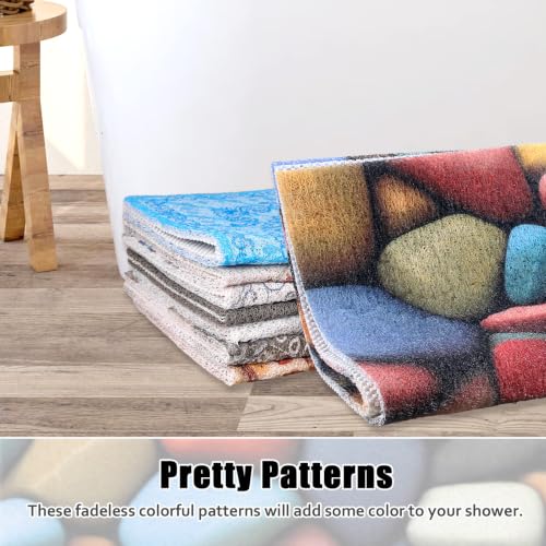 Image of Square Shower Mat Non Slip: 27x27 Inch Shower mats for Inside Shower with Drain Hole in Middle, Super Soft PVC Loofah Massage Shower Floor Mat, Anti Slip Shower Stall Mat, Quick Drying