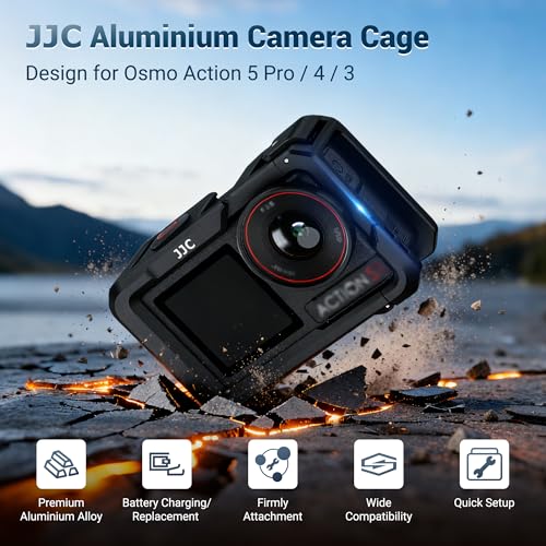 Image of JJC Metal Cage for DJI Osmo Action 5 4 3 Xtra Edge Pro,w. Lens Cap Lanyard