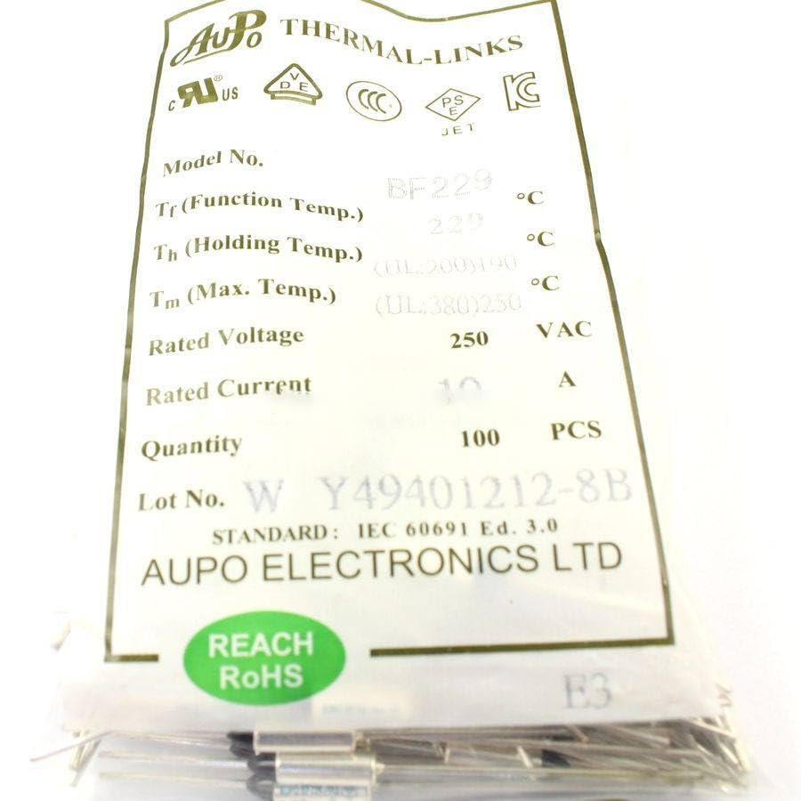 10Pcs Thermal Fuse Cutoff TF 229 Degree 250V 10A BF229