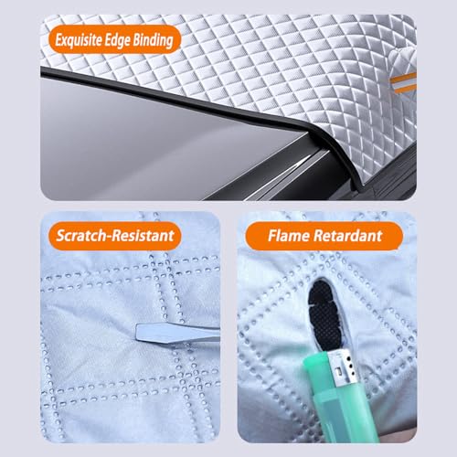 LNZKX Protège Pare-Brise Hiver pour Fiat 500 2012-2025 Hatchback 4-Seater, Isolation Thermique Neige et Givre Bord Aimanté Housse Neige Pare-Brise 3 Côtés,L(175 * 115cm) – vue 7