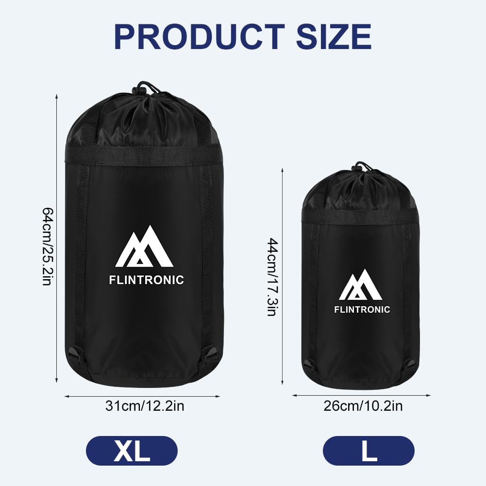 flintronic Bolsa de Compresión, Funda Compresion Saco Ligera y Impermeable, Saco de Compresión con Cordón, Ahorre Espacio Funda Saco de Dormir para Camping, Mochilero, Senderismo
