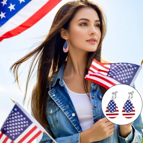 Aretes clip on bandera americana para mujer miniatura 2