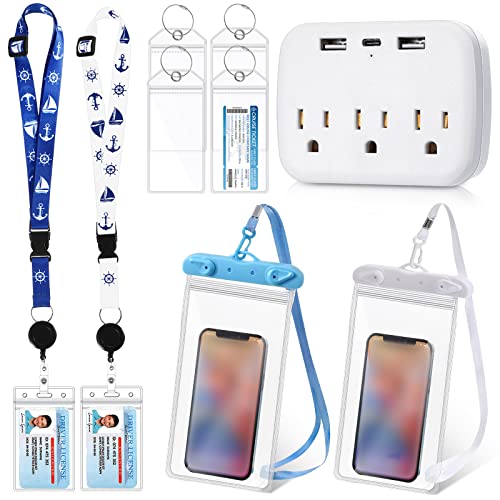 Teling Cruise Essentials 2025, 2 Cruise Lanyard, 4 Carnival Luggage Tags for Ships 2025, 2 Waterproof Phone Pouch, 1 Power Strip, Ship Must Haves(Classic Color)