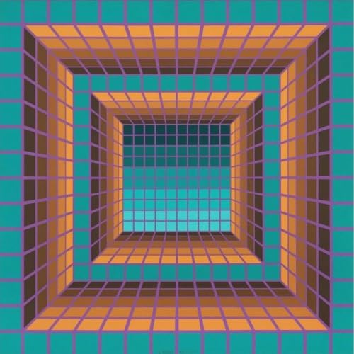 Estampe murale d'art contemporain Grille visuelle Vasabely 30x30cm