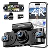 4K 360° Dash Cam, 4-Channel Dash Camera for Cars, Full Coverage Front Rear Left Right Inside with GPS, 5.8GHz Wi-Fi & App, Night Vision, Voice Control, 24H Parking Mode, 128GB Card Included