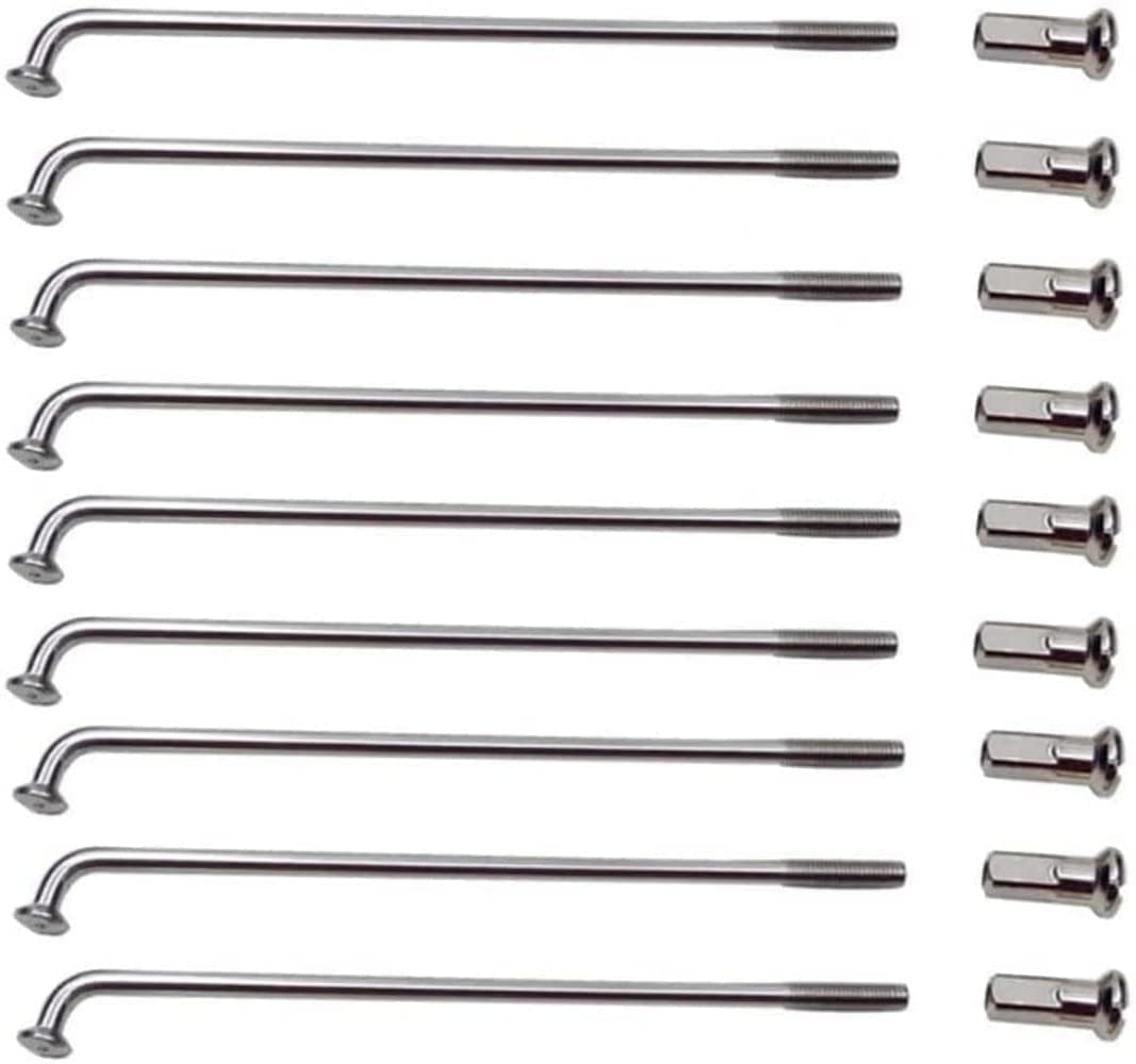 QQY 10G Spokes Bike Spokes 20pcs 10G Spokes with 12 mm Nipples 45-220 mm Bicycle Spoke for E-Bike Motorcycle (210mm)