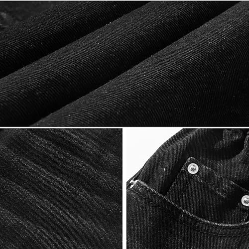 Men's Baggy Denim Cropped Pants, Fashion Y2k Hip Hop Casual Jean Pants Classic Washed Distressed Trousers with Pockets 7
