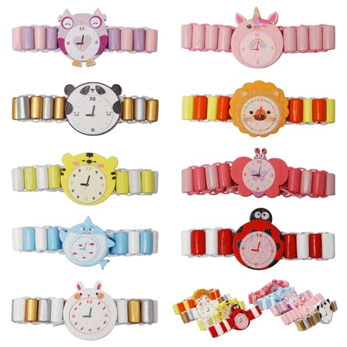 Keboyoe 9 StüCk Holz Armbanduhren Uhr Spielzeug Simulation...