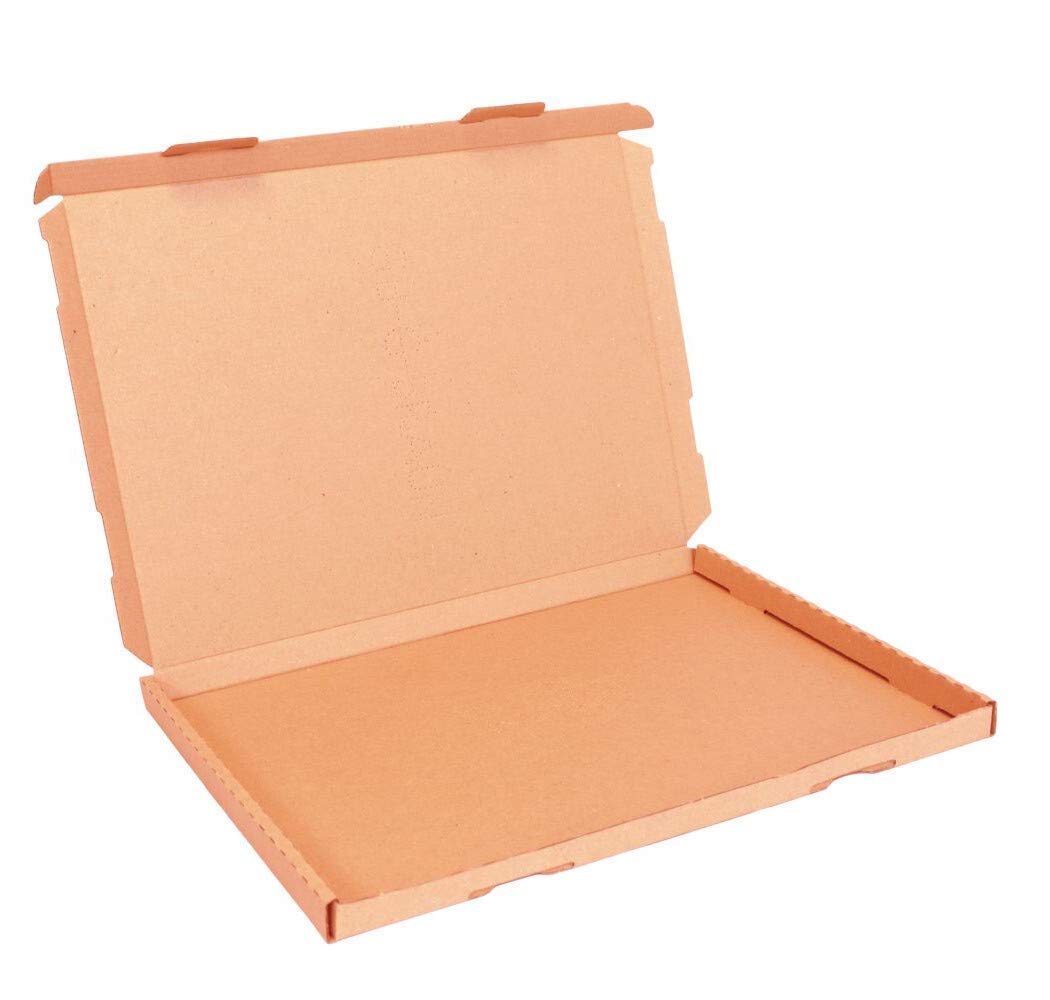 smiley pack 100x Großbriefkartons 350 x 250 x 20 mm braun DIN A4 B4 stabiler Versandkarton Postkarton Faltschachtel für Warensendung, Büchersendung und Großbrief mit Steckverschluss (100 Stück)