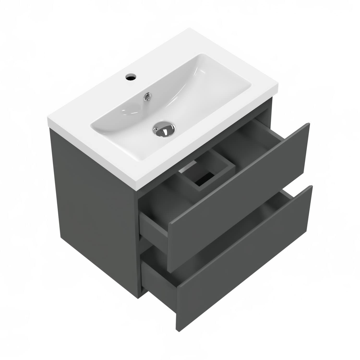AICA sanitaire Ensemble de Meuble de Salle de Bain Anthracite 50cm+Vasque-Armoire de Rangement-Meubles-lavabos
