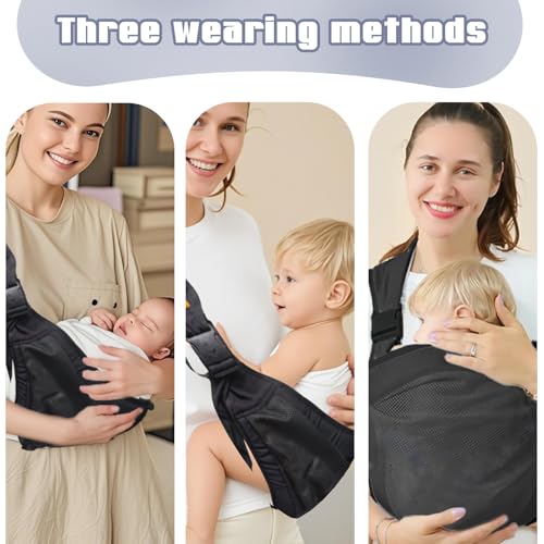 Babytragetasche, verstellbar, tragbar, Tragetuch für Babys 0-36 Monate, Kleinkinder bis 20 kg (schwarz)