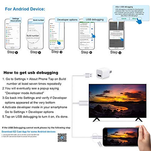 3 in 1 HDMI Cable Adapter, ZAMO 1080P USB/Type-C to HDMI Adapter Mirror Mobile Phone Screen to TV/Projector/Monitor Compatible with S8/9 Note 8/9 and More Android Devices - Thumbnail 4