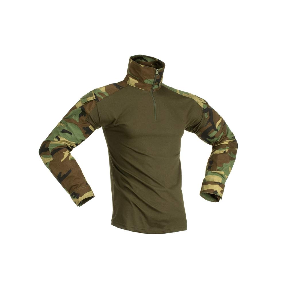 Invader Gear Combat Shirt Tattica per Softair/Paintball (Woodland, XL)