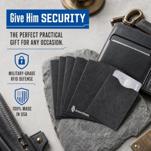 Image of ArmorShield RFID Blocking Sleeves for Credit Cards, 10-Pack Black, USA Made | Blocks unauthorized RFID scans. Slim, waterproof, tearproof. 100% Made in USA.