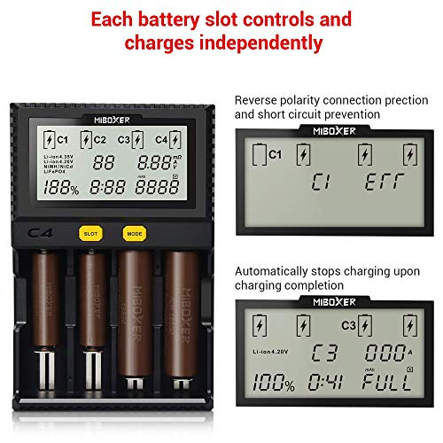 Cosoos C4 BATTERY CHARGER Miboxer 18650 Battery Charger, Smart Universal 4-Bay Charger thumb #3