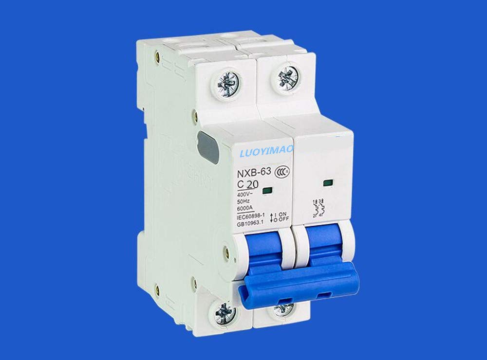 2 Poles 20A 400V Low-Voltage Miniature Circuit Breaker Din Rail Mount NXB-63 C20 (C20 /20A)