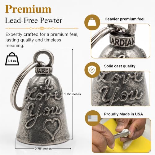 Image of Guardian Bell Good Luck Bell w /Keyring & Black Velvet Gift Bag | Motorcycle Bell | Lead-Free Pewter | Made in USA