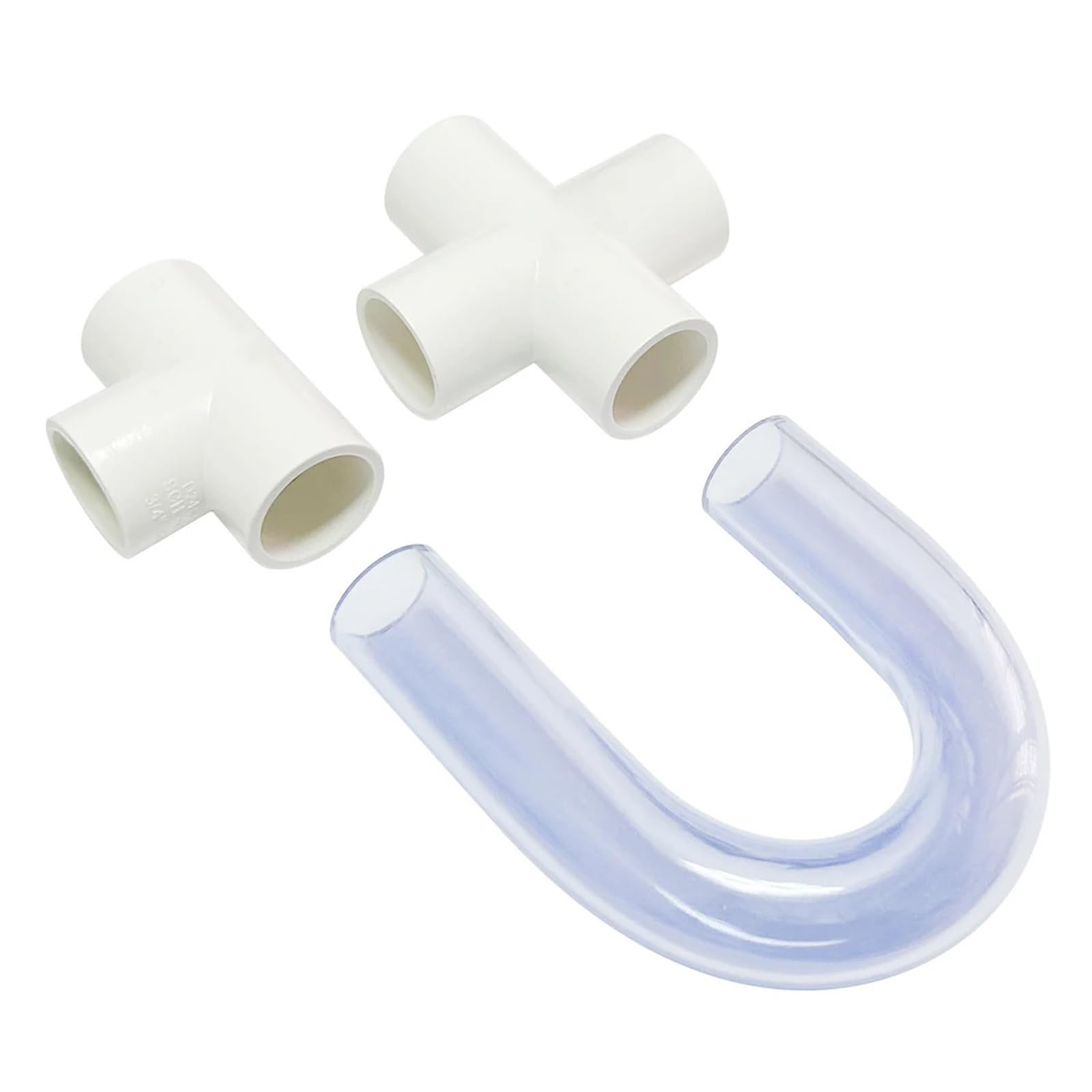 Sifón U Transparente Accesorio de drenaje condensado con trampa en U PVC | 3 4 Sistema HVAC cruzado con cepillo en T