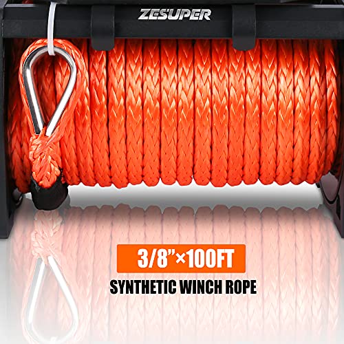 ZESUPER 9500 lb. Load Capacity Electric Winch,12V Electric Winch with Hawse Fairlead, Waterproof IP67 Winch with Wireless Handheld Remotes and Wired Handle Synthetic Rope - Thumbnail 4
