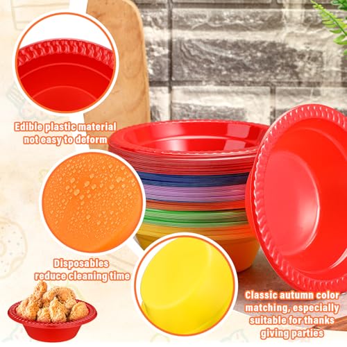 Image of Lallisa 100 Pcs 12oz Rainbow Disposable Plastic Bowls Party