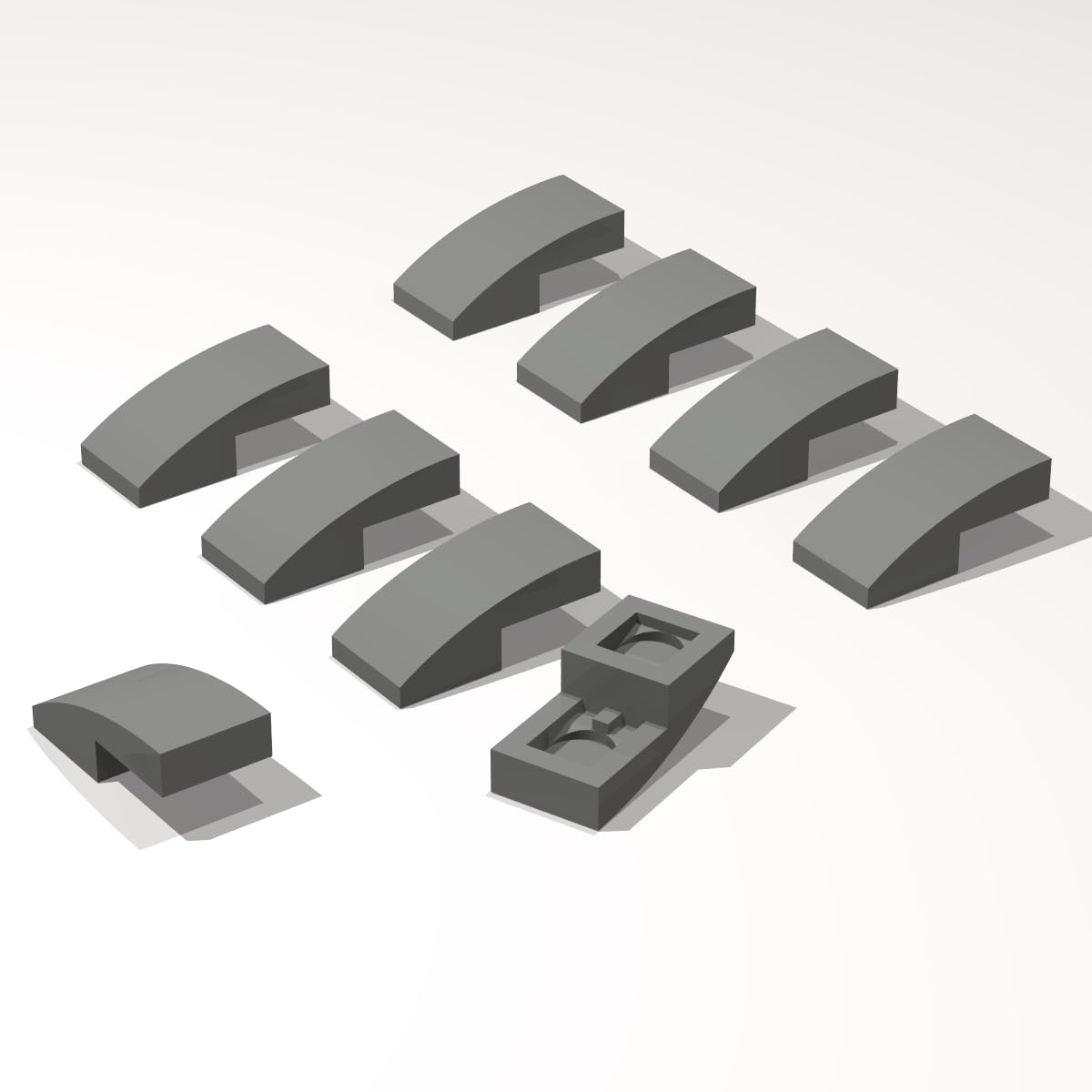 50 Piece Classic Building Dark Gray Slope Bulk, Curved 2x1 No Studs [1/2 Bow] Compatible with Lego Parts and Pieces