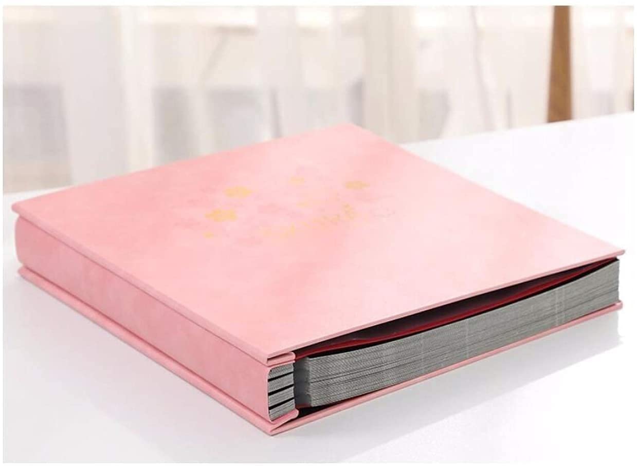 Album fotografico di famiglia, in pelle, con pellicola autoadesiva, realizzato a mano, 20 fogli/40 pagine, pagine interne bianche, 33 x 32 cm, colore: rosa