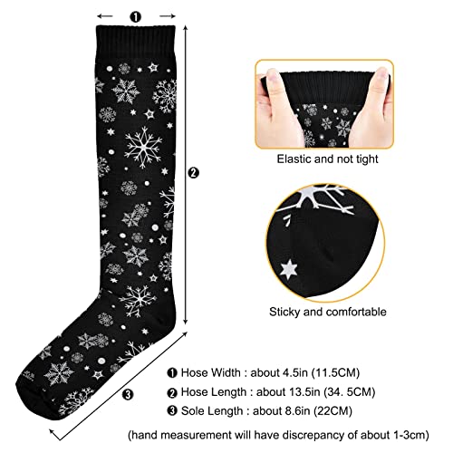 Kigai Knee High Socks Christmas Black Snowflake Compression Sock 1 Pair Casual Athletic Tube Socks for Soccer Women Men Medical Nurse Warm Stockings, 20-30mmHg3