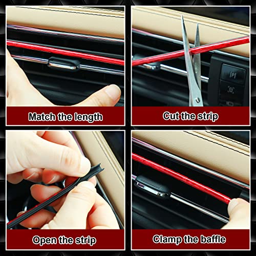 25 Pack Car Accessories Set 20Pcs Car Vent Trim Strips 16 Feet Filler Insert Strips With Installation Tool 4Pcs Car Cup Air Conditioner Vent Trim Decorative Car Interior Accessories (Red) #TOP3