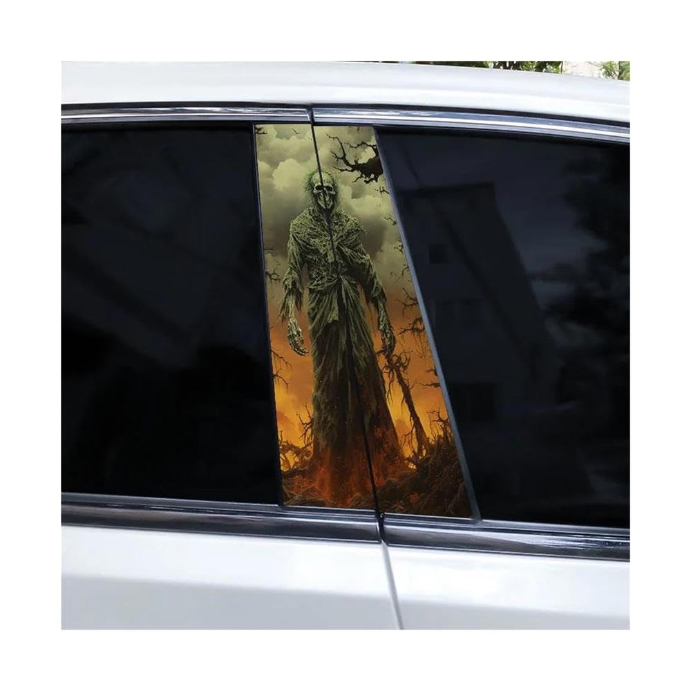 Body Parts 2pcs Halloween Car B-Pillar Stickers Horror Skull Stickers Car Window Pillar Stickers(J)