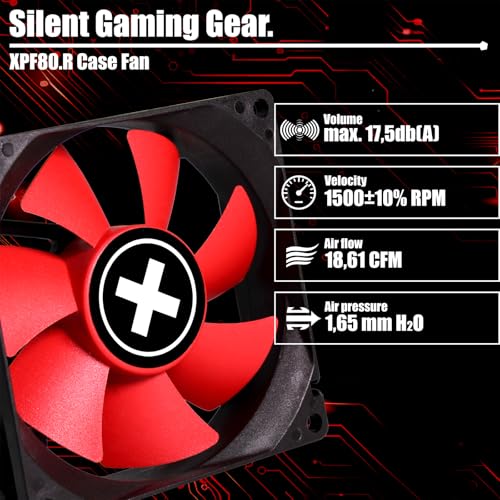 Ventilador para gabinete Xilence de 8 cm negro y rojo, modelo XF037 miniatura 2
