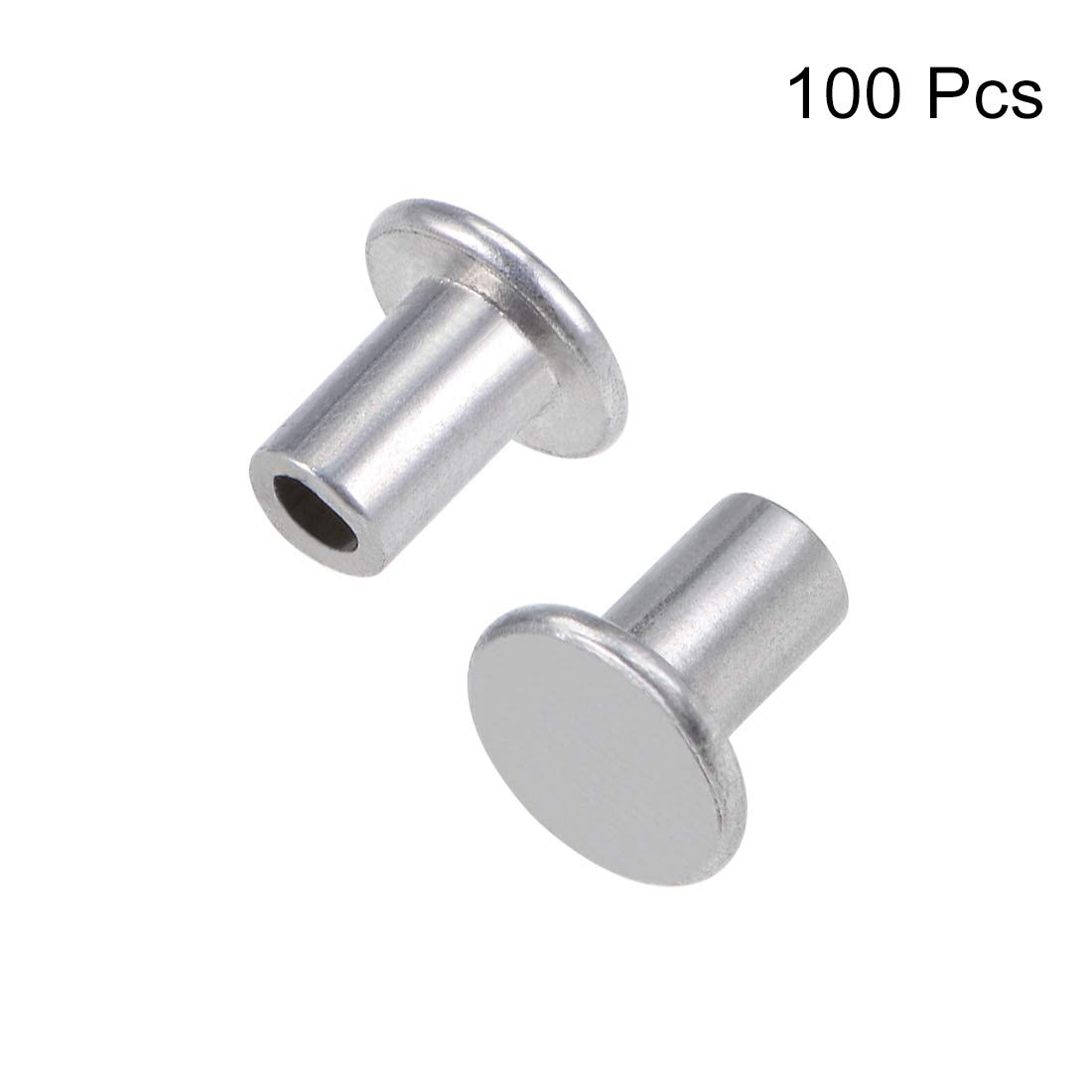 uxcell 100 Pcs 3mm x 16mm Aluminum Flat Head Semi-Tubular
