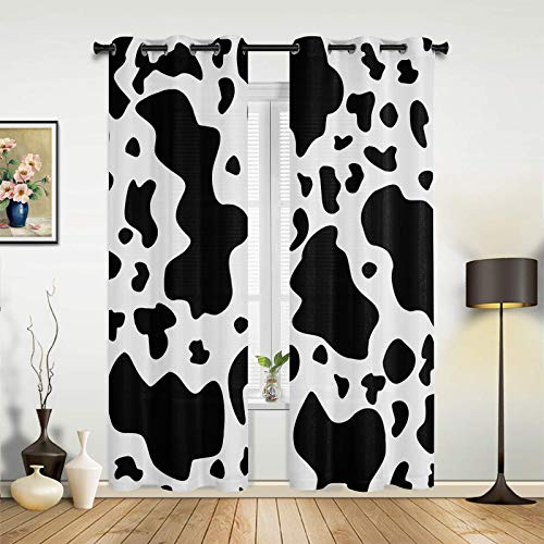 Image of COLORSUM 2 Panels Bedroom Blackout Curtains with Grommets Animal Cow Print Curtains Thermal Insulated Darkening Curtain Panels for Bedroom Living Room 40" W x63 L x2