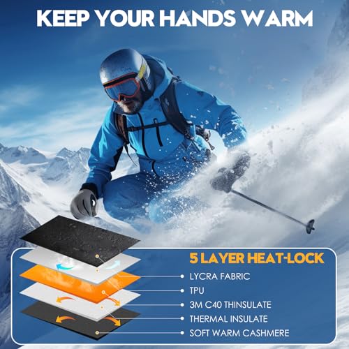 Image of Bruvoalon Winter Gloves for Women & Men, 3M Thermal Insulation, Lycra Fabric, Touchscreen, Anti-Slip