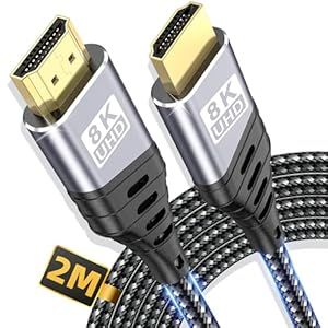 ZEENVIC HDMI 2.1 Kabel 8K, 48 Gbit/s 2Meter HDMI Kabel Stecker auf Stecker für Gaming & Heimkino, Unterstützt 8K@60Hz 4K@120Hz 144Hz, eARC HDR, Kompatibel mit PS5 Xbox TV Monitor