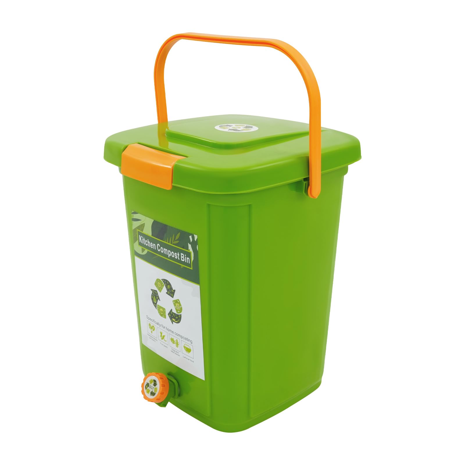 Kosz na odpady organiczne do kuchni, 20 l, kosz na kompost z pokrywką i sitkiem, bezzapachowy, do domu i zrównoważonego rozwoju, zielony
