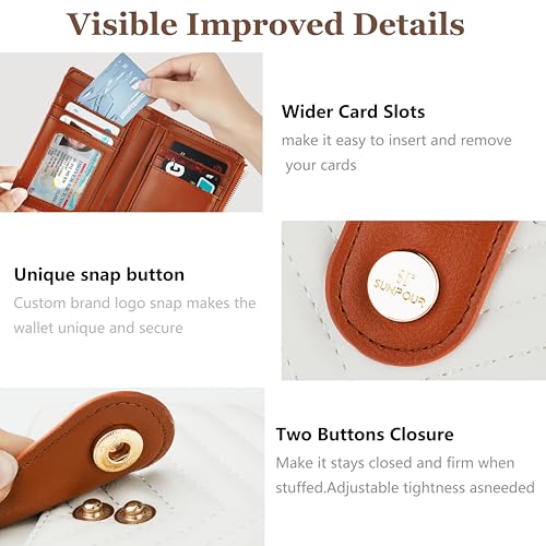 Image of Small Womens Wallet,Slim Bifold Leather Wallet for Women RFID Card Holder Ladies Compact Pocket Wallet Small Wallet for Crossbody Bag(Beige＆Brown)