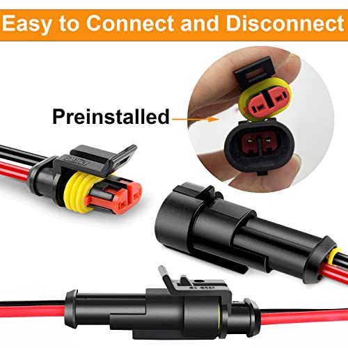 Twippo 20 Kits 16 Awg 2 Pin Connector Waterproof Wire Connectors 2 Pin Automotive Electrical Connectors Quick Disconnect 2 Wire Connectors With 16 Gauge Wire #TOP1
